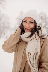 Young Asian woman in winter location with snow