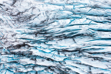 Climate change matters. Iceland. Destruction of the glacier in Iceland due to global warming. Aerial view on the glacier. Famous place in Iceland.