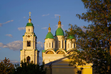 Fototapeta na wymiar Astrakhan Kremlin. Church and bell tower.