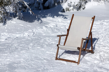 Beach Chair In Snowy Environment At The Mountain Resort