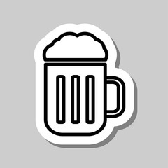 Beer simple icon vector. Flat desing. Sticker with shadow on gray background.ai