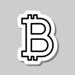 Bitcoin simple icon vector. Flat desing. Sticker with shadow on gray background.ai
