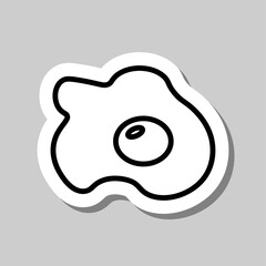 Egg fried simple icon. Flat desing. Sticker with shadow on gray background.ai