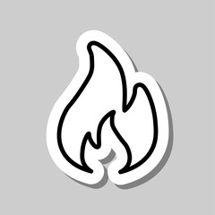 Fire simple icon vector. Flat desing. Sticker with shadow on gray background.ai