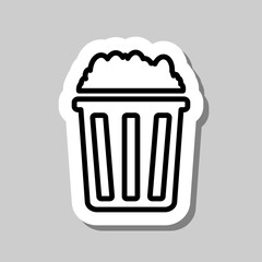 Popcorn simple icon vector. Flat desing. Sticker with shadow on gray background.ai