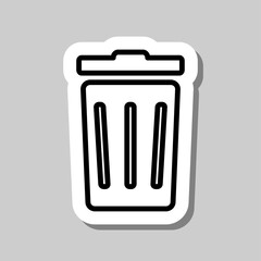 Trashcan simple icon vector. Flat desing. Sticker with shadow on gray background.ai