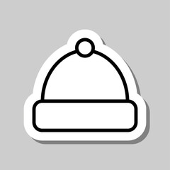 Winter hat simple icon vector. Flat desing. Sticker with shadow on gray background.ai