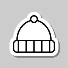 Winter hat simple icon. Flat desing. Sticker with shadow on gray background.ai