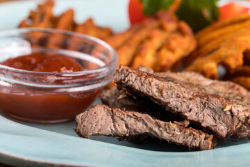 sliced steak