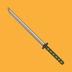 Vector illustration of a katana (Japanese sword). samurai weapons.