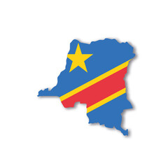 Democratic Republic of the Congo national flag in a shape of country map