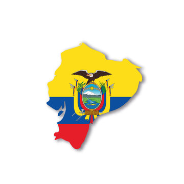 Ecuador national flag in a shape of country map