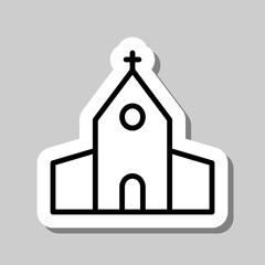 Church simple icon. Flat desing. Sticker with shadow on gray background.ai