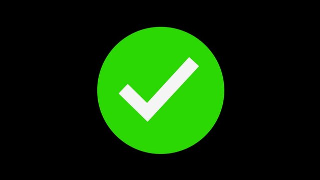 Agreement Mark In Green Circle, Animation Isolated On Black Background