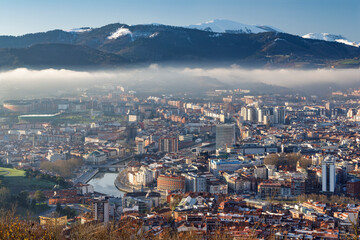 View of city of Bilbao in a winter day, Basque Country, Spain.