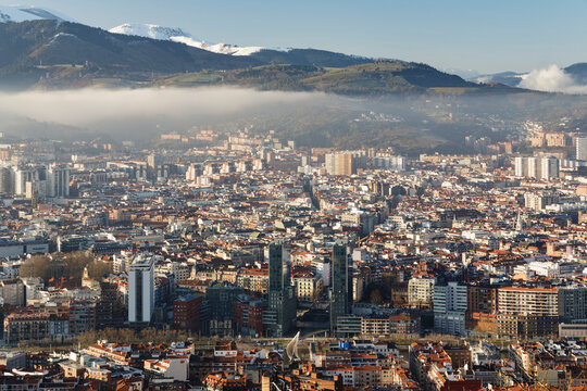 View of city of Bilbao in a winter day, Basque Country, Spain.
