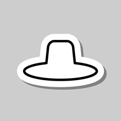 Hat simple icon, vector. Flat desing. Sticker with shadow on gray background.ai