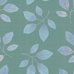 Seamless botanical pattern of green leaves. Watercolor leaves for design, wallpaper, print. Ornament of delicate green leaves.