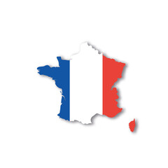 France national flag in a shape of country map