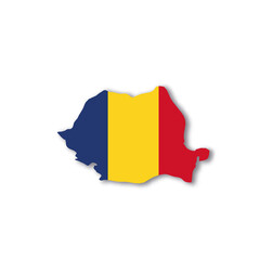 Romania national flag in a shape of country map