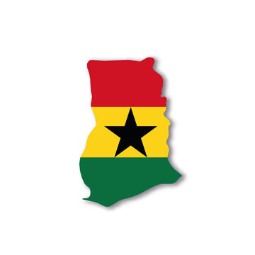 Ghana national flag in a shape of country map
