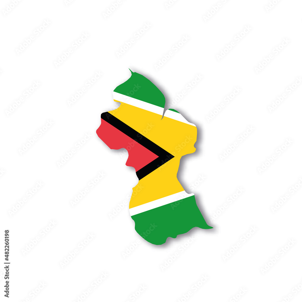 Wall mural guyana national flag in a shape of country map - Wall murals