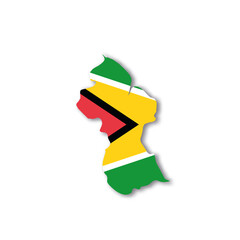 Guyana national flag in a shape of country map
