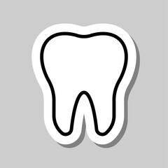 Tooth simple icon. Flat desing. Sticker with shadow on gray background.ai