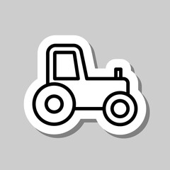 Tractor simple icon. Flat desing. Sticker with shadow on gray background.ai