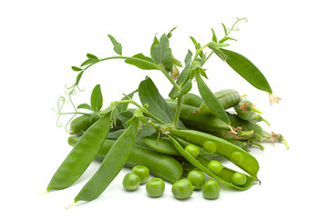 Fresh peas with bean on white