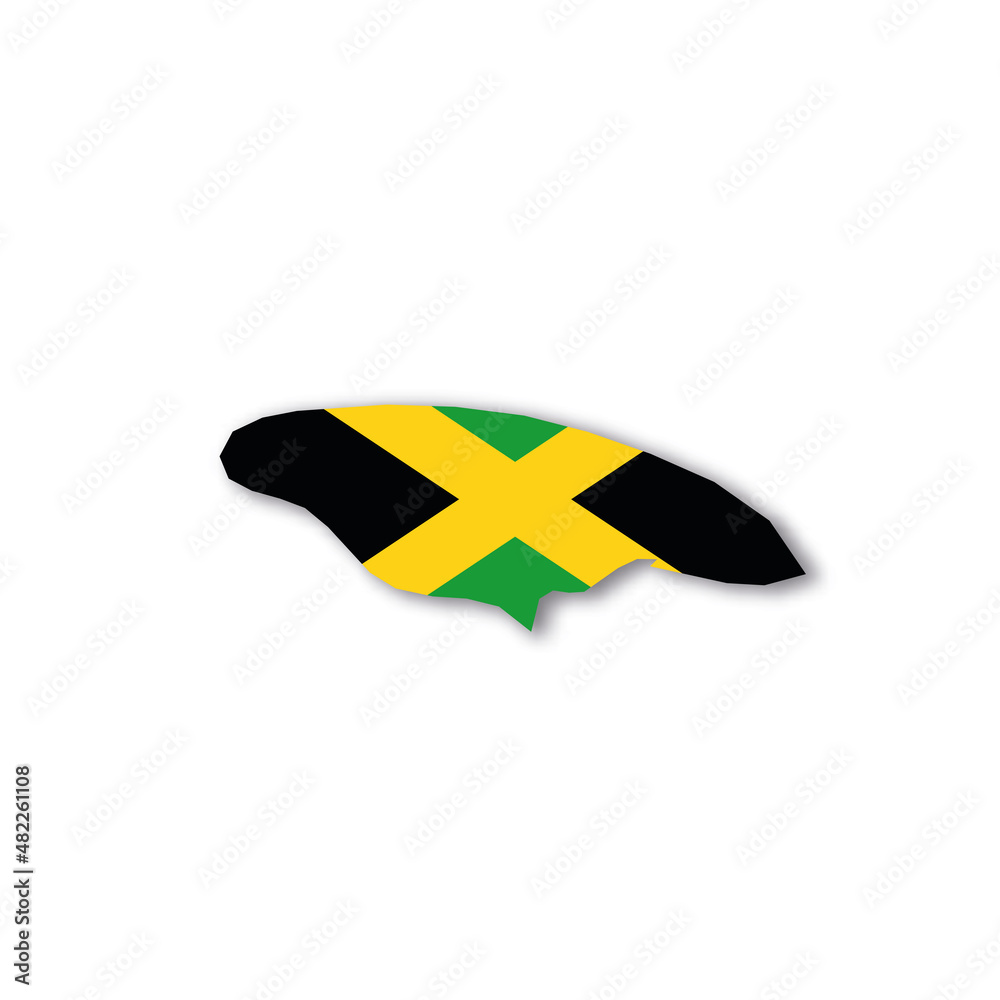 Canvas Prints Jamaica national flag in a shape of country map - Canvas Prints