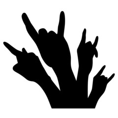 A Raised Horn Gesture Silhouette