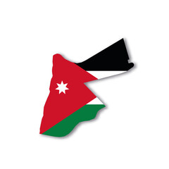 Jordan national flag in a shape of country map