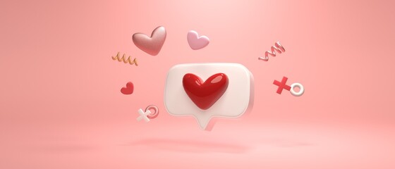 Social media notification like icon - 3D render