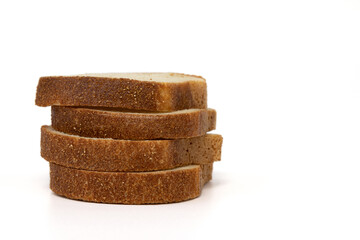 slices of bread isolated on white background, side view