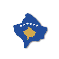Kosovo national flag in a shape of country map