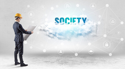 Engineer working on a social media concept