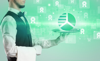 Waiter serving business idea concept