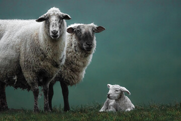 family portait of sheep