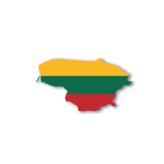 Lithuania national flag in a shape of country map