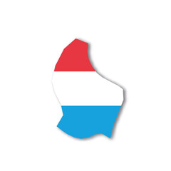 Luxembourg national flag in a shape of country map