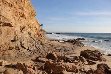 Fototapeta na wymiar Rock formation on the beach in San Diego California