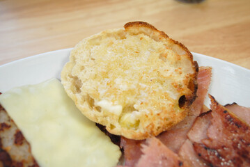 Close-up of a Toasted Buttered English Muffin