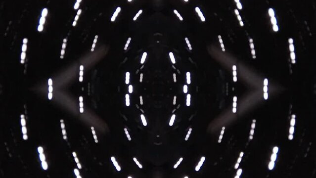 Movement lights in city night. Kaleydoscope. Screen saver. Video art.