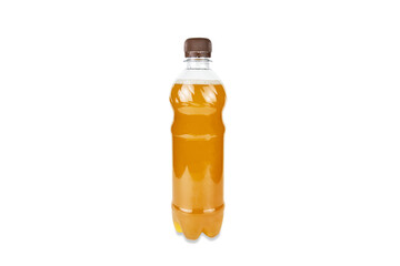 Plastic bottle of light beer lidded, isolated on white background