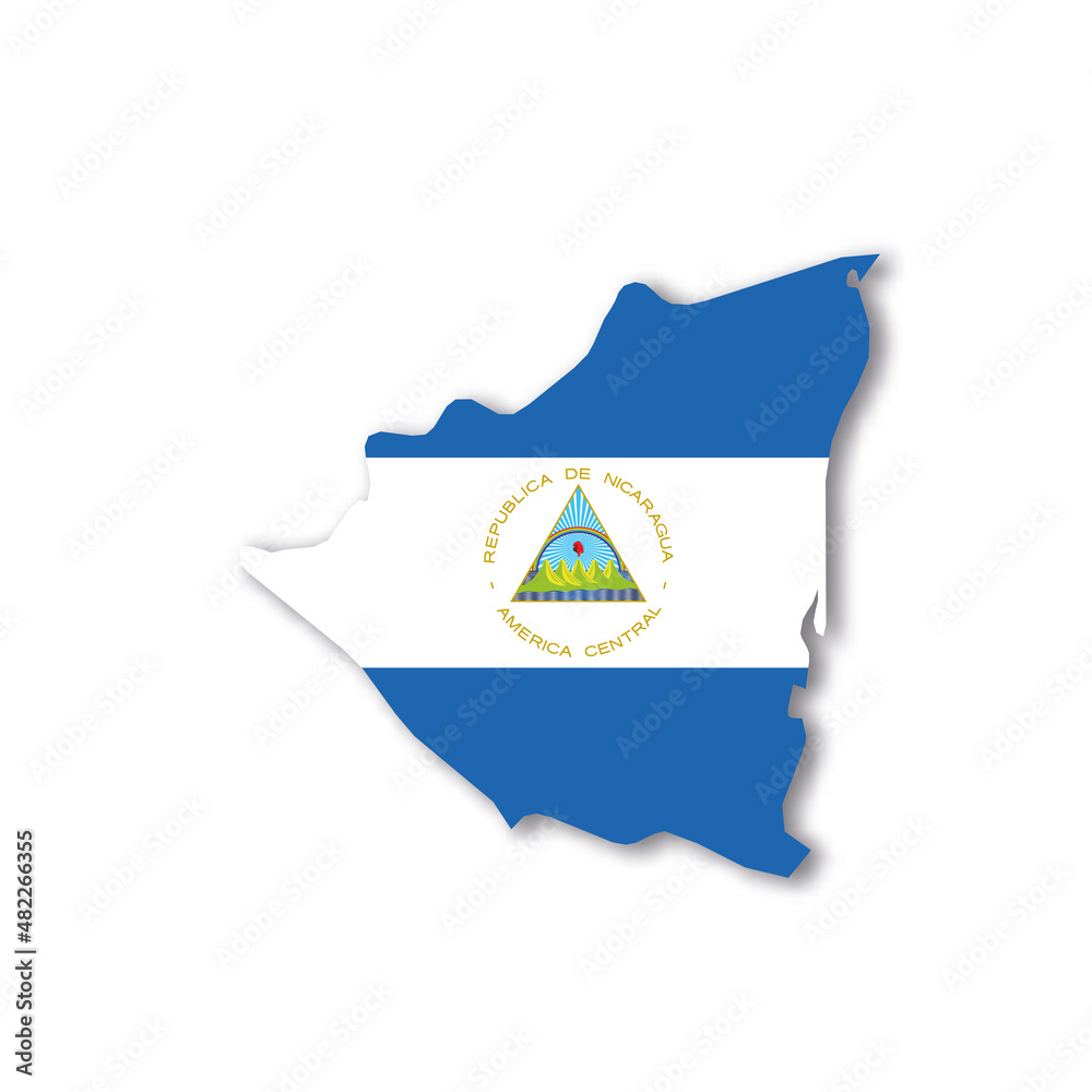 Canvas Prints Nicaragua national flag in a shape of country map - Canvas Prints