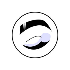 eyebrows eyelashes logo round. eye makeup - vector illustration in flat style. tattoo beauty salon