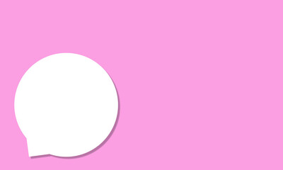 pink background with white chat bubble in the bottom corner