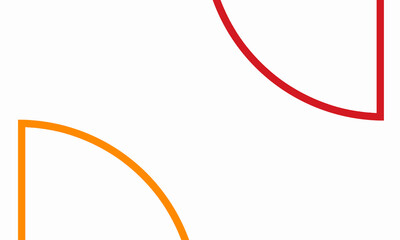 white background with red and orange quarter circle outline