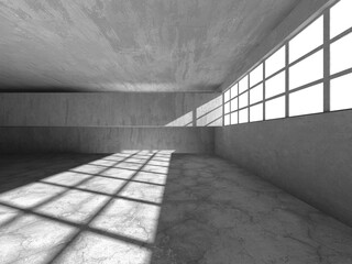 Dark Concrete Wall Architecture. Empty Room